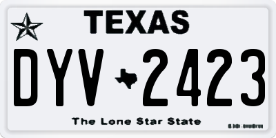TX license plate DYV2423
