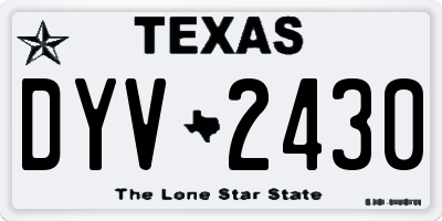 TX license plate DYV2430
