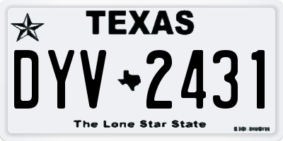 TX license plate DYV2431