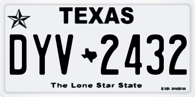 TX license plate DYV2432