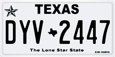 TX license plate DYV2447
