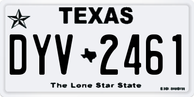 TX license plate DYV2461