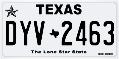 TX license plate DYV2463