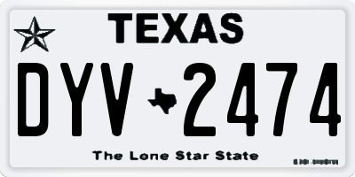TX license plate DYV2474