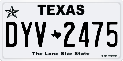 TX license plate DYV2475