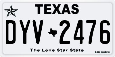 TX license plate DYV2476