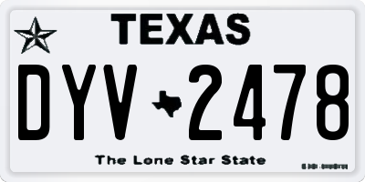 TX license plate DYV2478