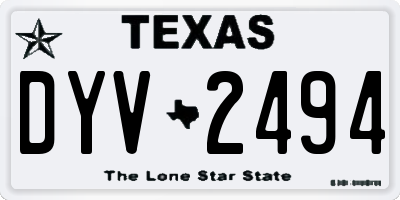 TX license plate DYV2494