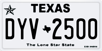 TX license plate DYV2500