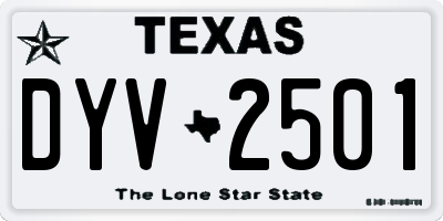 TX license plate DYV2501