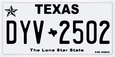 TX license plate DYV2502