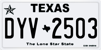 TX license plate DYV2503