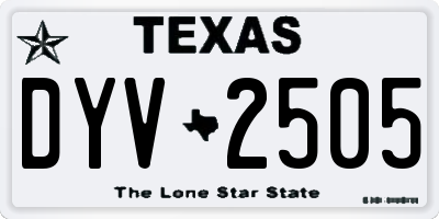TX license plate DYV2505