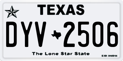 TX license plate DYV2506