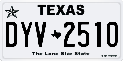 TX license plate DYV2510