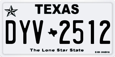 TX license plate DYV2512