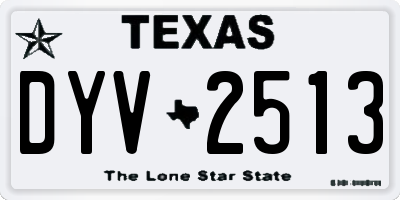 TX license plate DYV2513