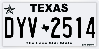 TX license plate DYV2514