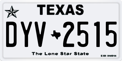 TX license plate DYV2515