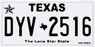 TX license plate DYV2516