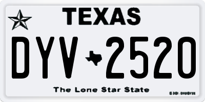 TX license plate DYV2520