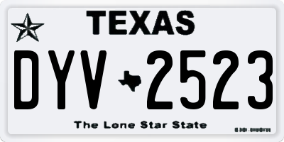 TX license plate DYV2523
