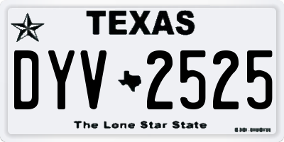 TX license plate DYV2525