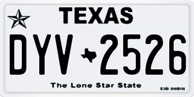 TX license plate DYV2526