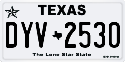TX license plate DYV2530