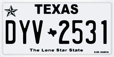 TX license plate DYV2531