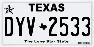 TX license plate DYV2533