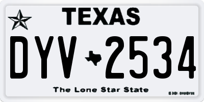 TX license plate DYV2534