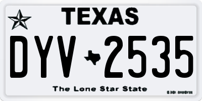TX license plate DYV2535