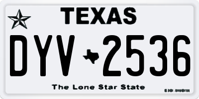 TX license plate DYV2536