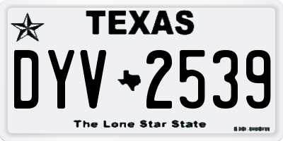 TX license plate DYV2539