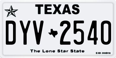 TX license plate DYV2540
