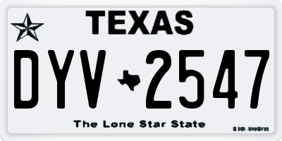 TX license plate DYV2547
