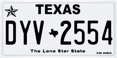 TX license plate DYV2554
