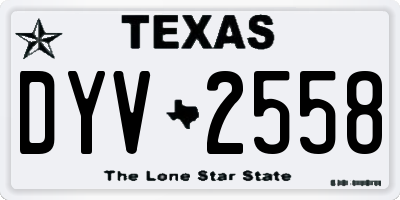 TX license plate DYV2558