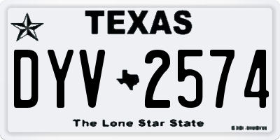 TX license plate DYV2574