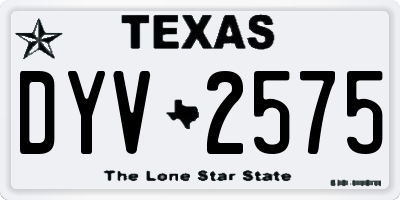 TX license plate DYV2575