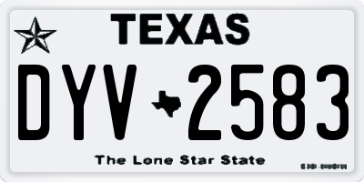 TX license plate DYV2583