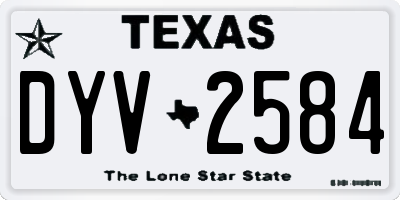 TX license plate DYV2584