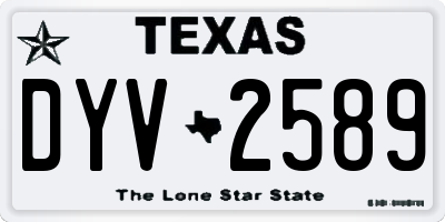 TX license plate DYV2589