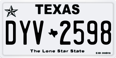 TX license plate DYV2598
