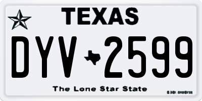 TX license plate DYV2599