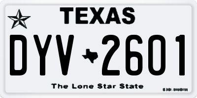 TX license plate DYV2601