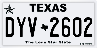 TX license plate DYV2602