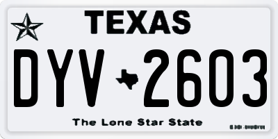 TX license plate DYV2603