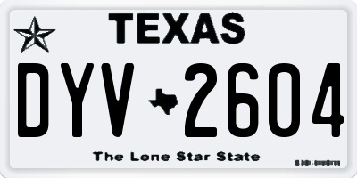 TX license plate DYV2604